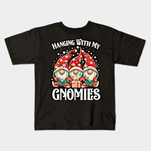 Funny Christmas Gnome Hanging With My Gnomies Family Pajamas Kids T-Shirt